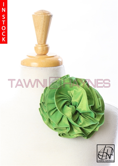Tawni Haynes Circle Flower Pin (6 inch) - Lime Stretch Taffeta