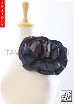 Tawni Haynes Circle Flower Pin (8 inch) - Denim & Wine Chevron