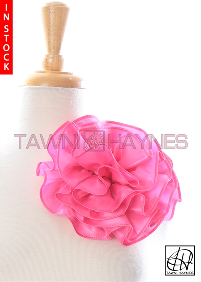 Tawni Haynes Circle Flower Pin (8 inch) - Fuchsia Poly Dupioni