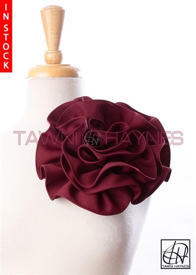 Tawni Haynes Circle Flower Pin (8 inch) - Deep Red Heavy Knit