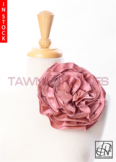 Tawni Haynes Circle Flower Pin (8 inch) - Iridescent Mauve Poly Dupioni