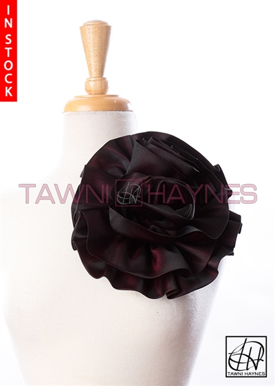 Tawni Haynes Circle Flower Pin (8 inch) - Magenta Iridescent Taffeta