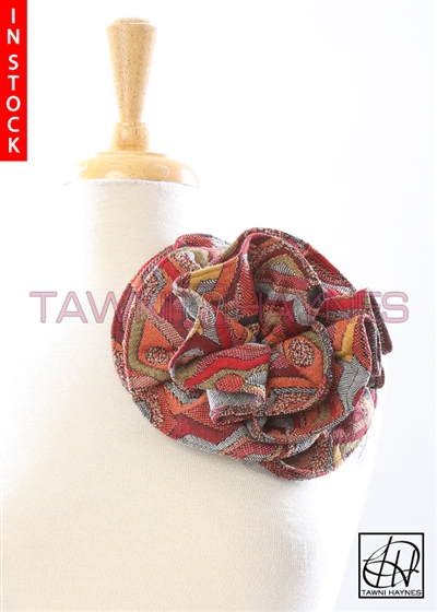Tawni Haynes Circle Flower Pin (8 inch) - Geometric Multi-Print Knit