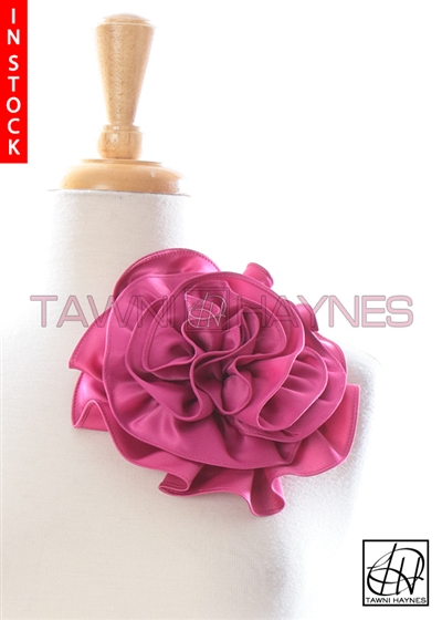 Tawni Haynes Circle Flower Pin (8 inch) - Magenta Poly Satin