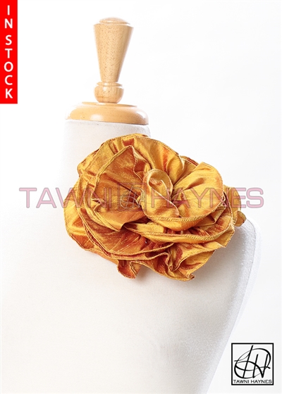 Tawni Haynes Circle Flower Pin (8 inch) - Mustard Silk