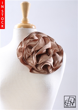 Tawni Haynes Circle Flower Pin (8 inch) - Pecan Poly Satin