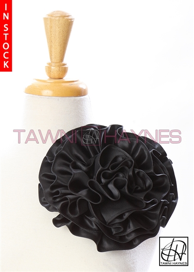 Tawni Haynes Circle Flower Pin (8 inch) - Black Poly Satin