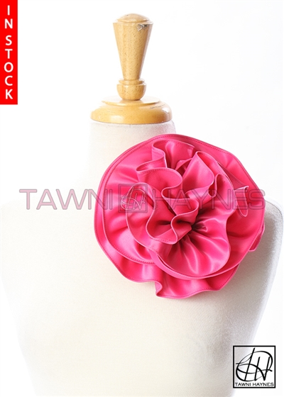 Tawni Haynes Circle Flower Pin (8 inch) - Fuchsia Poly Satin