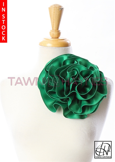 Tawni Haynes Circle Flower Pin (8 inch) - Kelly Green Poly Satin