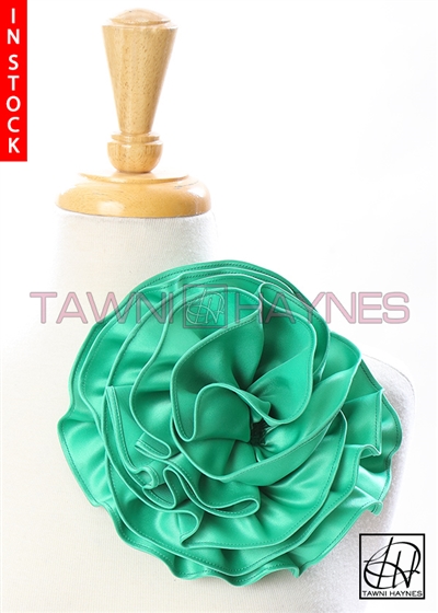 Tawni Haynes Circle Flower Pin (8 inch) - Light Kelly Green Poly Satin