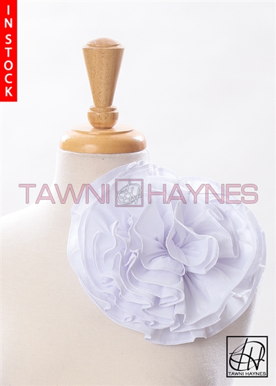 Tawni Haynes Circle Flower Pin (8 inch) - Pearl White Stretch Taffeta