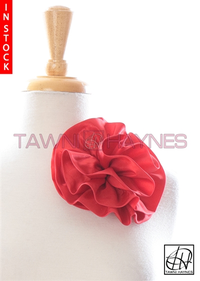 Tawni Haynes Circle Flower Pin (8 inch) - Red Poly Satin