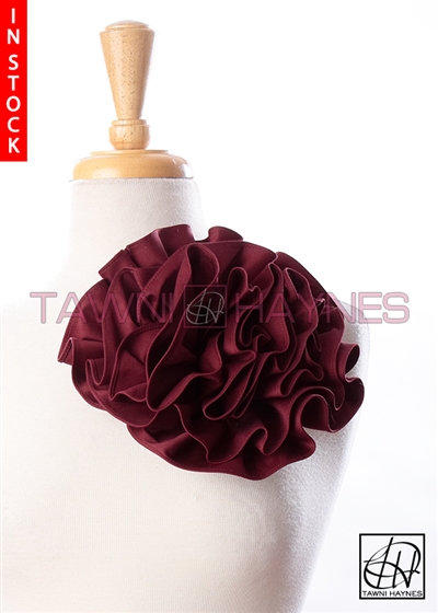 Tawni Haynes Circle Flower Pin (8 inch) - Burgundy Stretch Cotton