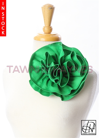 Tawni Haynes Circle Flower Pin (8 inch) - Kelly Green Stretch Cotton