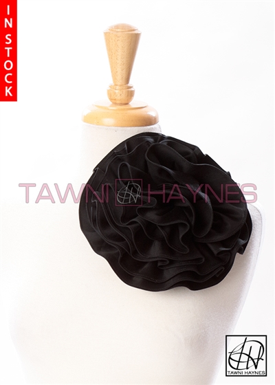 Tawni Haynes Circle Flower Pin (8 inch) - Black Stretch Cotton