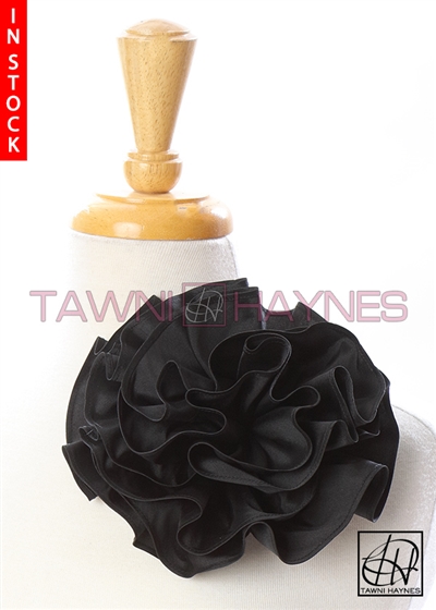 Tawni Haynes Circle Flower Pin (8 inch) - Black Stretch Taffeta