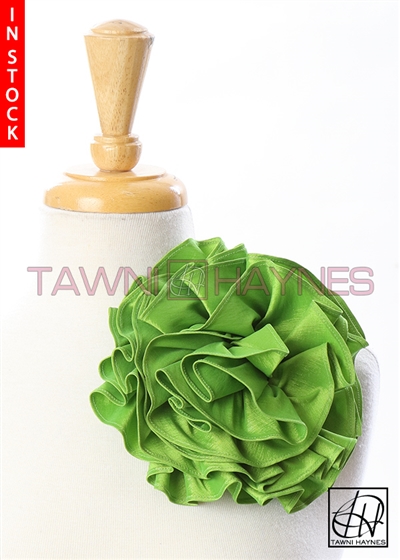 Tawni Haynes Circle Flower Pin (8 inch) - Lime Stretch Taffeta