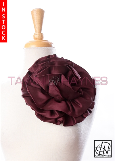 Tawni Haynes Circle Flower Pin (8 inch) - Burgundy Taffeta