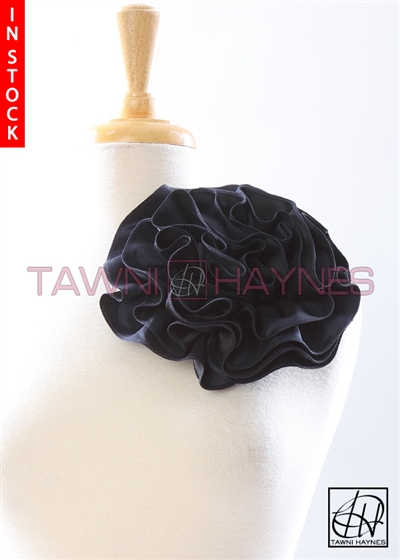 Tawni Haynes Circle Flower Pin (8 inch) - Navy Two Tone Taffeta