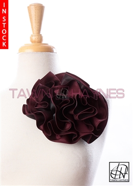 Tawni Haynes Circle Flower Pin (8 inch) -  Burgundy & Black Two Tone Taffeta