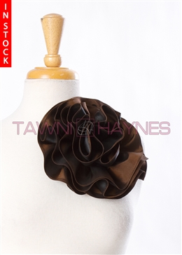 Tawni Haynes Circle Flower Pin (8 inch) -  Brown Two Tone Taffeta