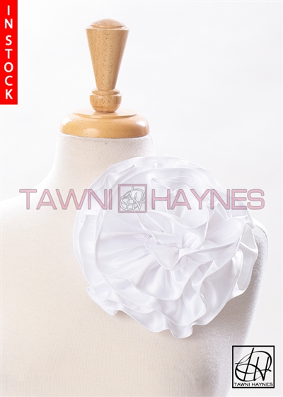 Tawni Haynes Circle Flower Pin (8 inch) - White Poly Satin