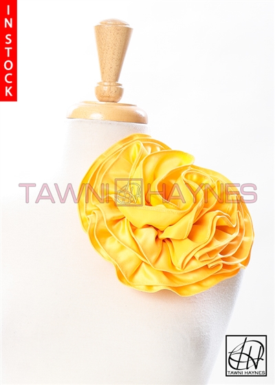 Tawni Haynes Circle Flower Pin (8 inch) - Yellow Poly Satin