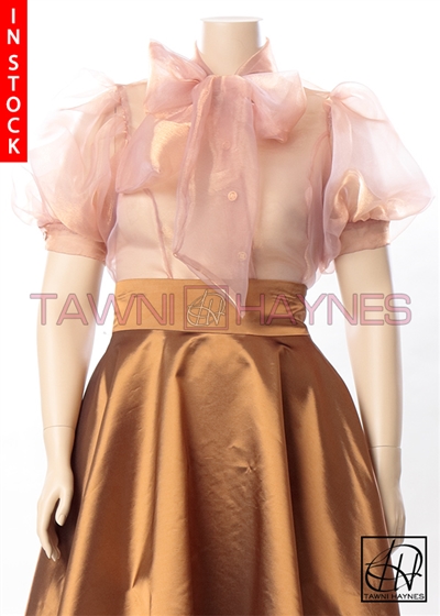 In-Stock! Copper Organza Bow Blouse