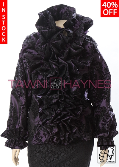 Tawni Haynes In-Stock Damask Endless Ruffle Blouse