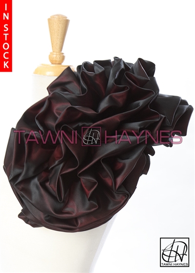 Tawni Haynes Extended Circle Flower Pin (19 inch) - Iridescent Cranberry Taffeta