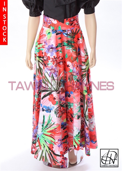Tawni Haynes In-Stock Floral Stretch Cotton High Waist Swing Skirt