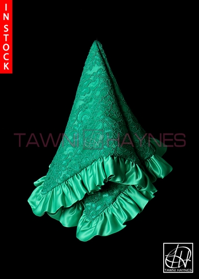 Tawni Haynes Lap Scarf - Kelly Green Lace W/Poly Satin Edges