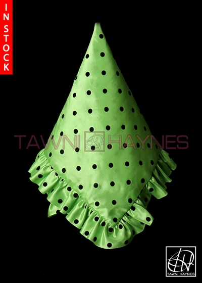 Tawni Haynes Lime Green W/ Black Polka Dots Poly Dupioni