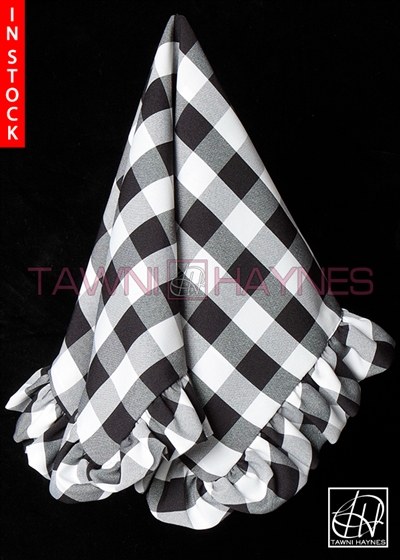 Tawni Haynes Lap Scarf - Checkered White Black Poly Poplin
