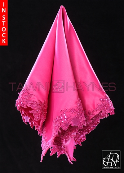 Tawni Haynes Hot Pink Poly Satin With Beaded Lace