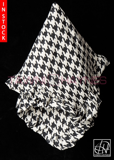 Tawni Haynes Lap Scarf - Houndstooth White Black Brocade