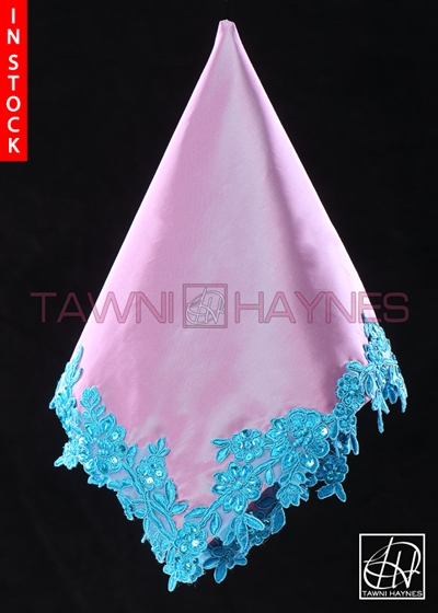 Tawni Haynes Lap Scarf - Iridescent Wisteria Taffeta With Turquoise Beaded Lace