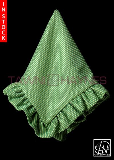 Tawni Haynes Lap Scarf - Striped Brocade Neon Yellow & Jade