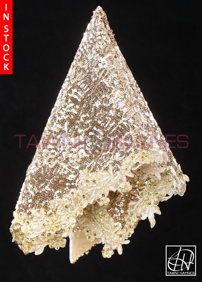 Tawni Haynes Lap Scarf - Gold Sequin With Gold Beaded Lace