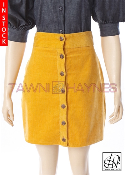 Tawni Haynes In Stock! Mustard Corduroy Skirt