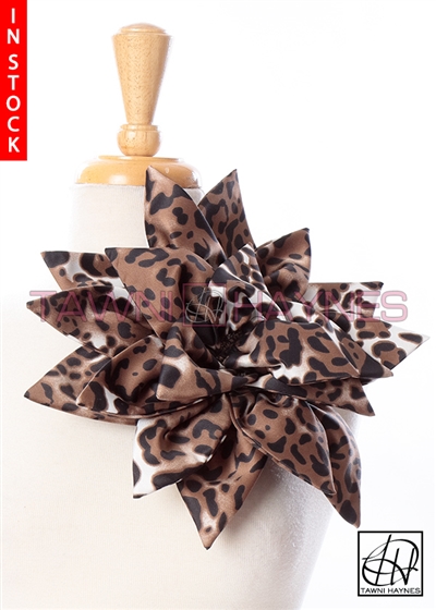 Tawni Haynes Petal Flower Pin (10 inch) - Leopard Poly Satin