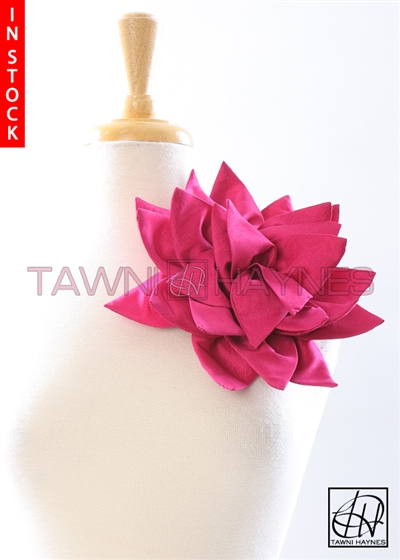 Tawni Haynes Petal Flower Pin (10 inch) - Fuchsia Stretch Taffeta