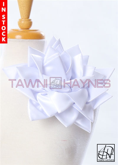 Tawni Haynes Petal Flower Pin (11 inch) - White Poly Satin