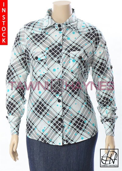 Tawni Haynes In-Stock Plaid Light Weight Cotton Boyfriend Blouse