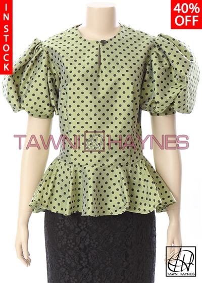 Tawni Haynes In-Stock Polka-Dot Poly Dupioni Blouse