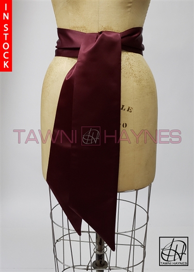 In Stock! Wine Poly Satin Sash