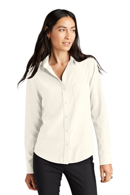 Mercer+Mettle Women's Stretch Crepe Long Sleeve Camp Blouse