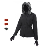 ActiVHeat Womens Heated  Soft-Shell Hooded Jacket & heated glove liners