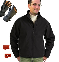 ActiVHeat Men's Battery Heated Insulated Soft Shell  Jacket + Weightless Glove Bundle