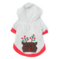 The Worthy Dog Pom Pom Reindeer Dog Hoodie